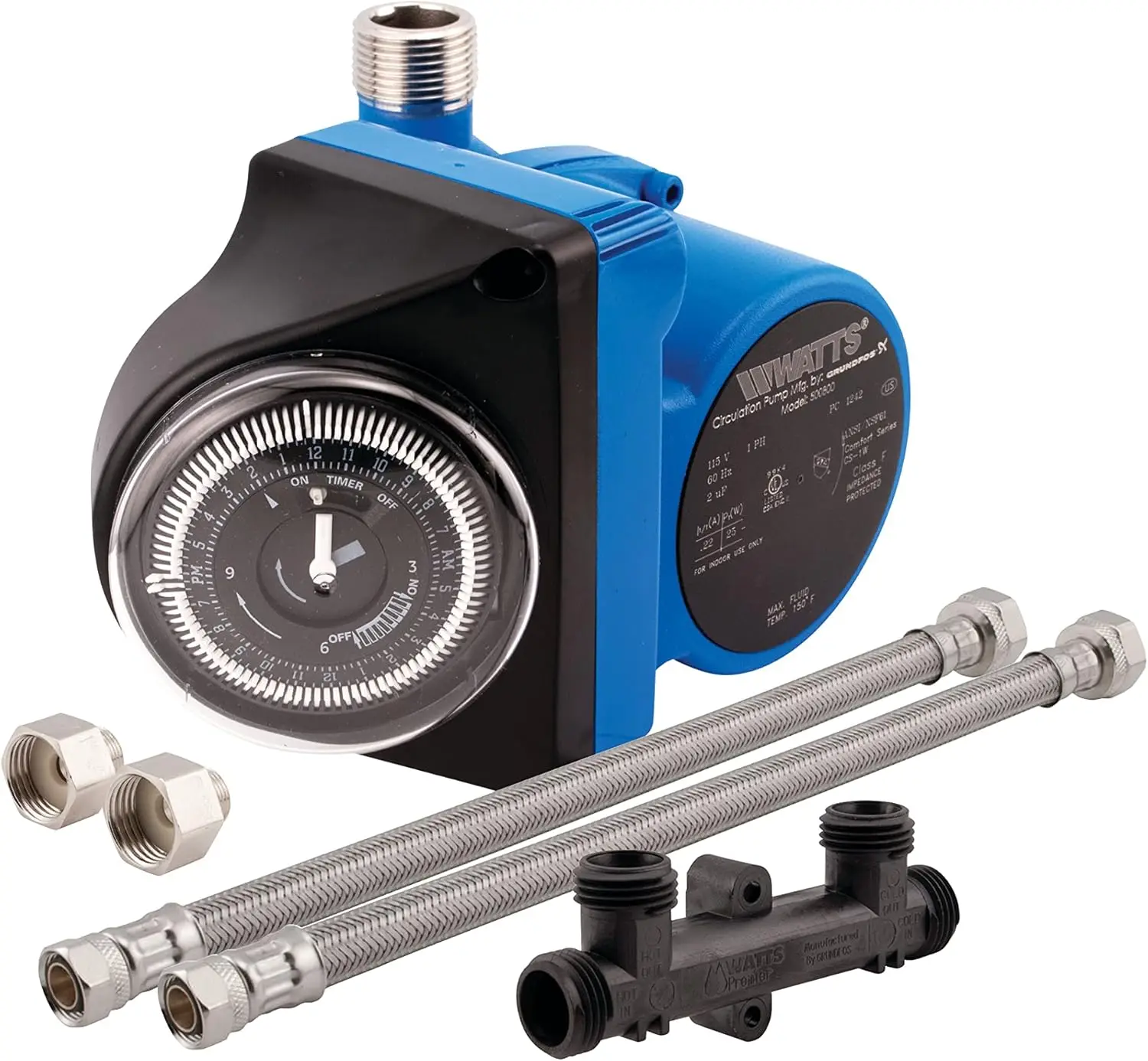 Watts Hot Water Recirculation System with Programmable Timer for Tank Water Heaters Instant Hot 120V Pump 10 ft Cord