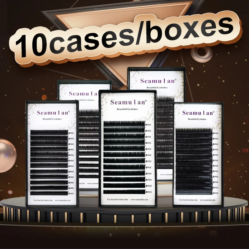 

10 коробок/партия, натуральные ресницы для наращивания, C/D/CC DD L M
