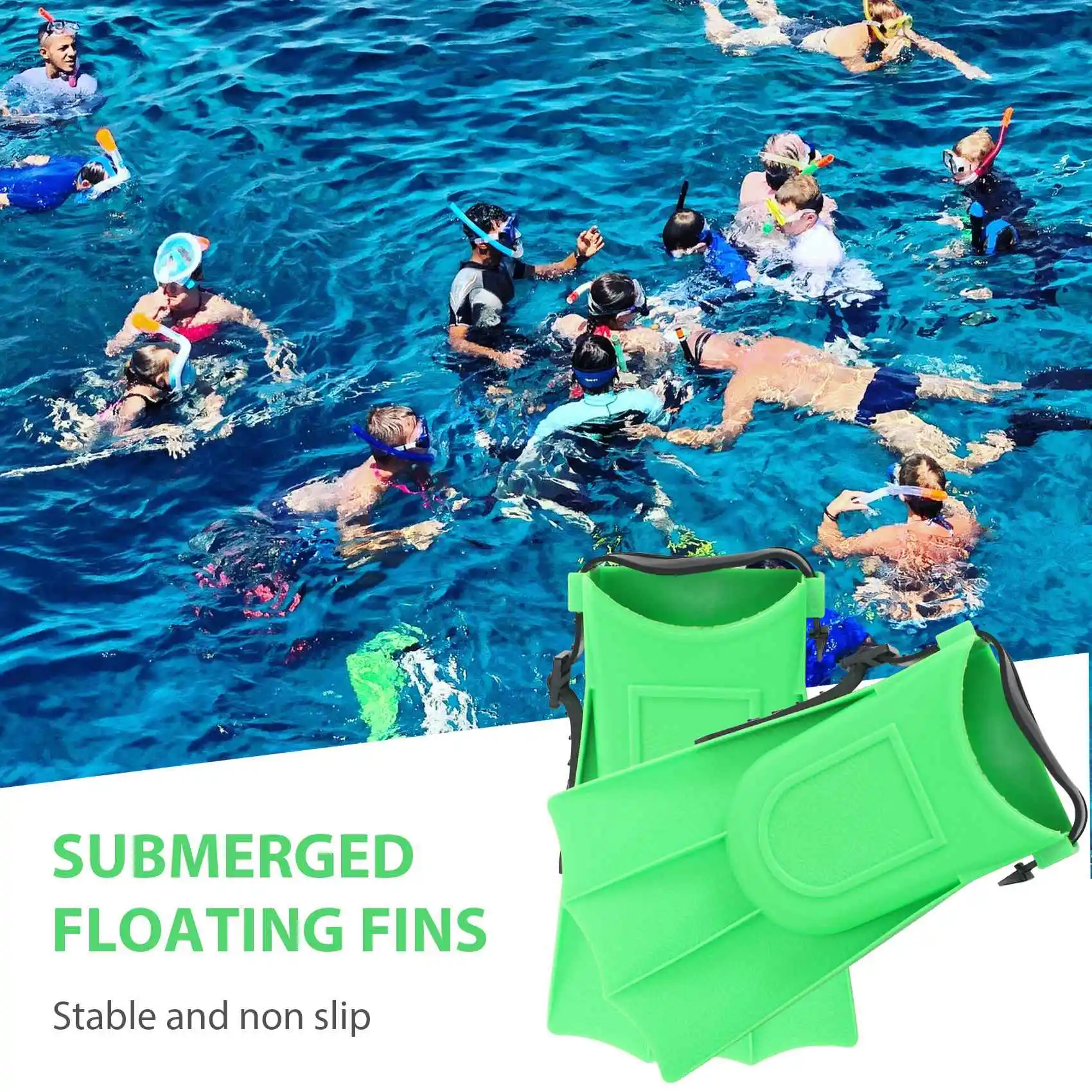 

Kids Adults Adjustable Fins Swimming Diving Swimming Fins - Green, S: 25-30