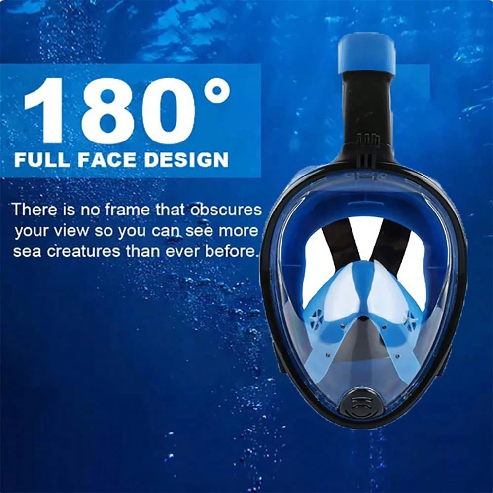 분리형 카메라 마운트가 있는 풀 페이스 스노클 마스크, 스노클링 수영 다이빙 마스크 성인용 와이드 뷰 안개 방지 누출 방지
