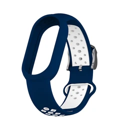 Breathable Silicone TPU Wristband Replacement Strap - Mi Band 3 4 (Blue White)