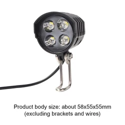 Multi-Voltage Waterproof LED E-Bike Headlight with Built-in Horn (Black)