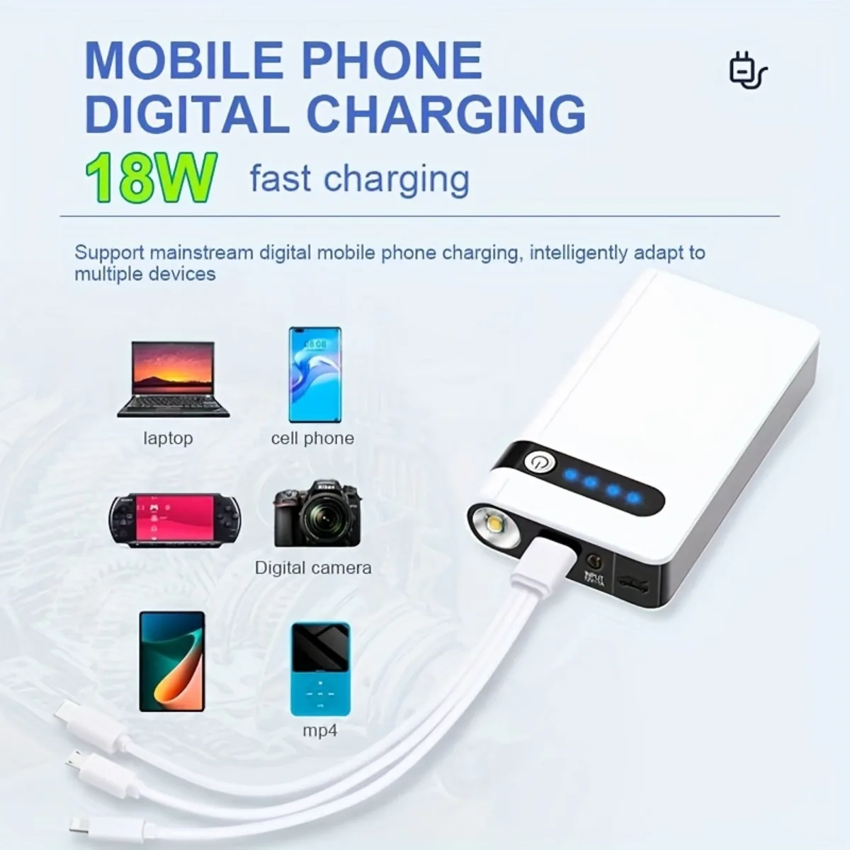 12V 600A Car Jump Starter Jump Starter with LED Flashlight Charger for Phone