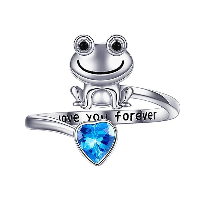 Love You Forever Frog Animal Rings For Women Men Vintage Heart CZ Stone Party Decoration Ring Resizable Unisex Gift wedding rings,signet ring,round rings,cross rings,temperature rings,silver ring,womens ring,fidget rings,couple rings,cubic zircon ring,turkish rings,finger rings,jewelry rings,ring jewelry,anime rings,moissanite ring,survival ring