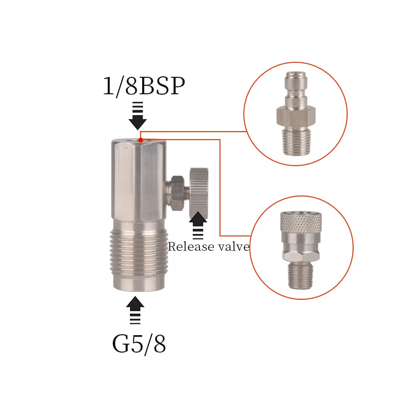 

HPA G5/8 300BAR Valve Air Tank Fill Station Connector Sodastream Adapter Co2 Paintball Quick Coupler Cylinder Refill Accesories