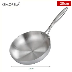 Premium 304 Stainless Steel Non-Stick Frying Pan - Uncoated Kitchen Cookware (28cm)