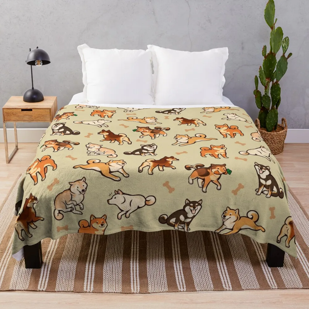 

shibes in cream Throw Blanket anime Bed covers