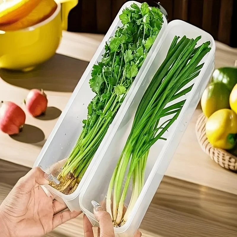1/2/4pcs Long Rectangular Food Storage Containers, Plastic Reusable Refrigerator Organizer Boxes for Herbs, Vegetables, Noodles