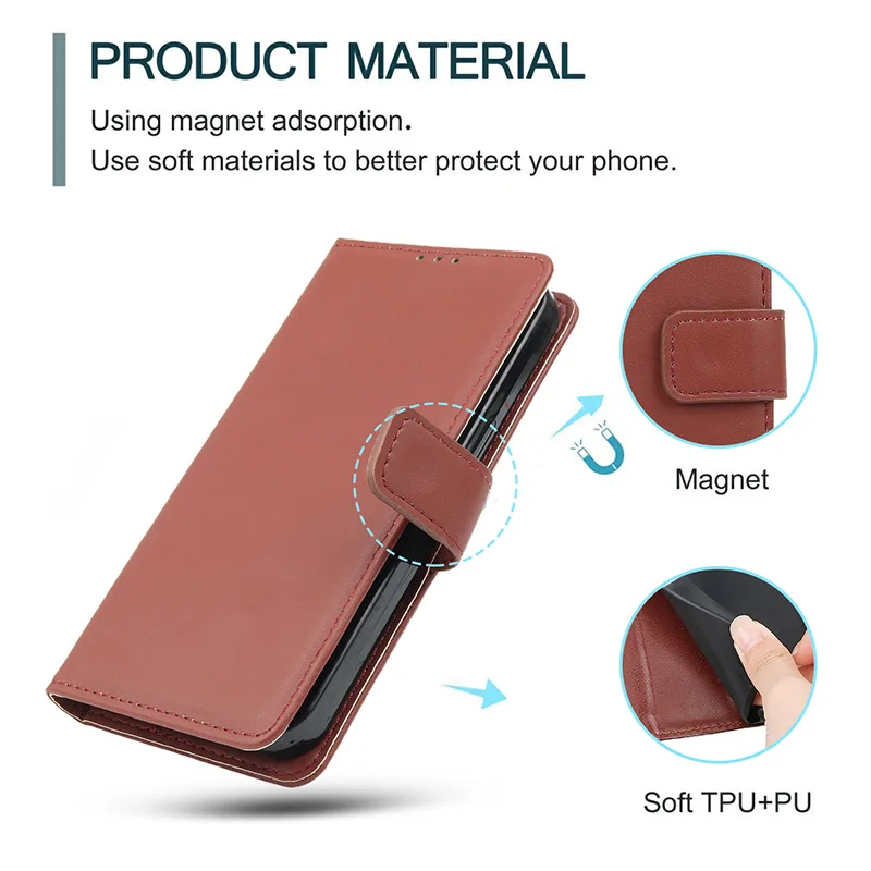 Leather Wallet Case with Card Slot and Magnetic Closure
