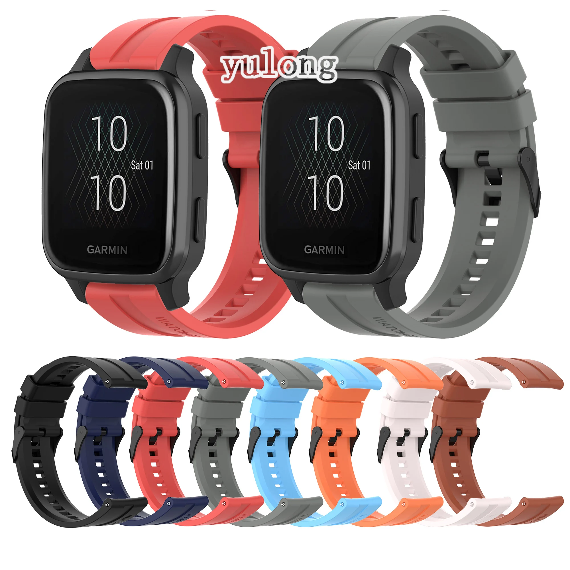 

20mm 22mm Colorful Silicone Watch Strap Band For Garmin Venu SQ Smart Watch wrist band for Venu 2 straps