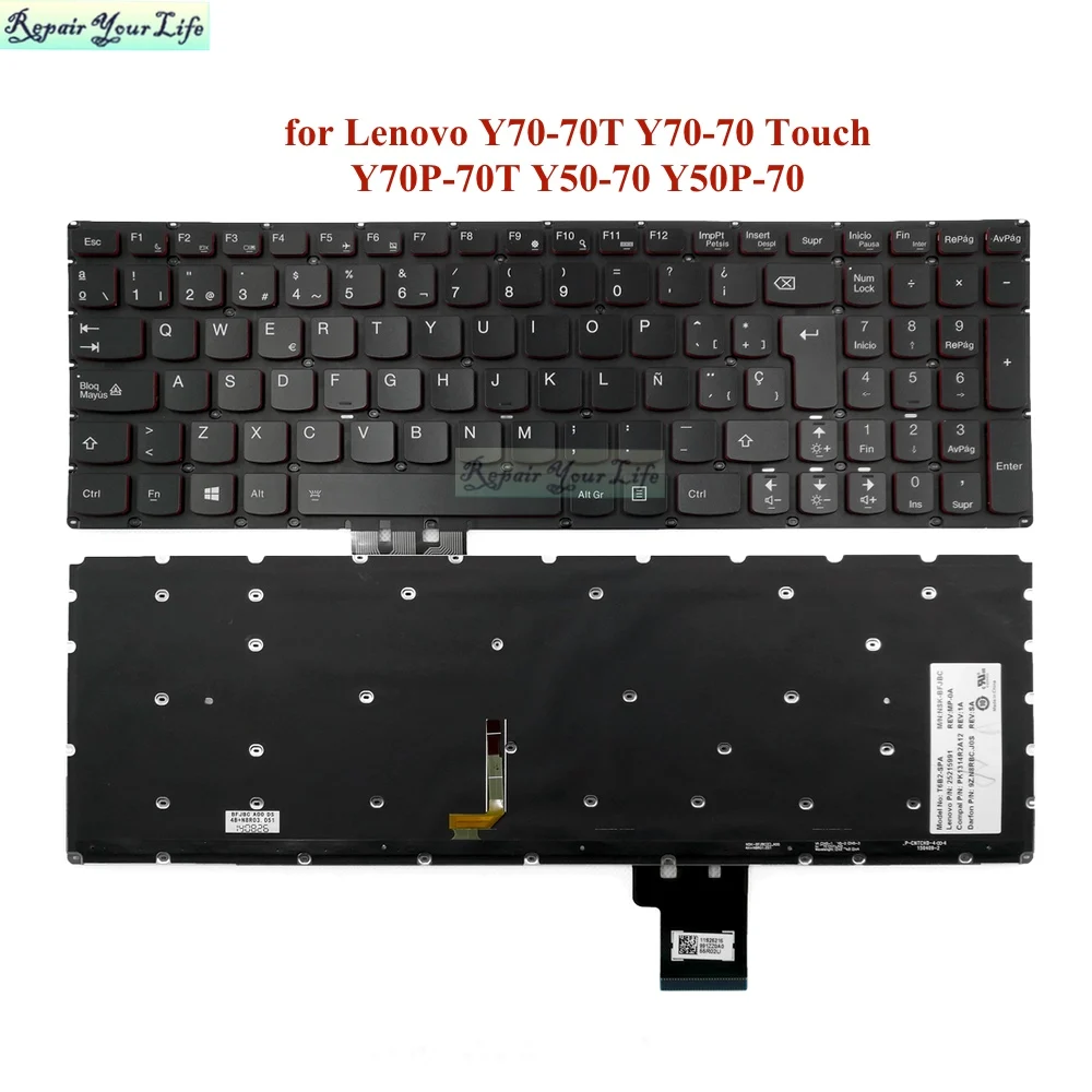 La/Latino Spagnolo Tastiera Del Computer Portatile Per Lenovo Y70-70T Y70-70 Touch Y70P-70T Y50-70 Y50P-70 Y50-70 Y50-80 Spagna Retroilluminato Tastie