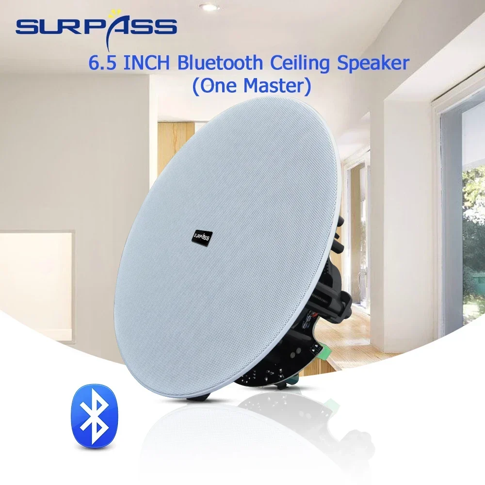 6.5'' 40W Ceiling Speaker Bluetooth in Ceiling Speaker System Built-in Class D Amplifier Indoor Active Recessed for Home