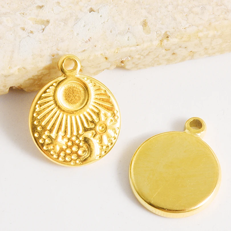 5 stücke Unregelmäßige Geometrische Cabochon Anhänger Gold Farbe Charme Edelstahl Anhänger Für Schmuck Machen DIY Stein Emaille Material – Detail 1
