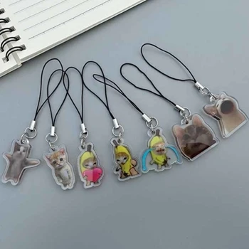 재미 있은 펜던트 끈 장식 고양이 참 전화 체인 분실 방지 스트랩 장식