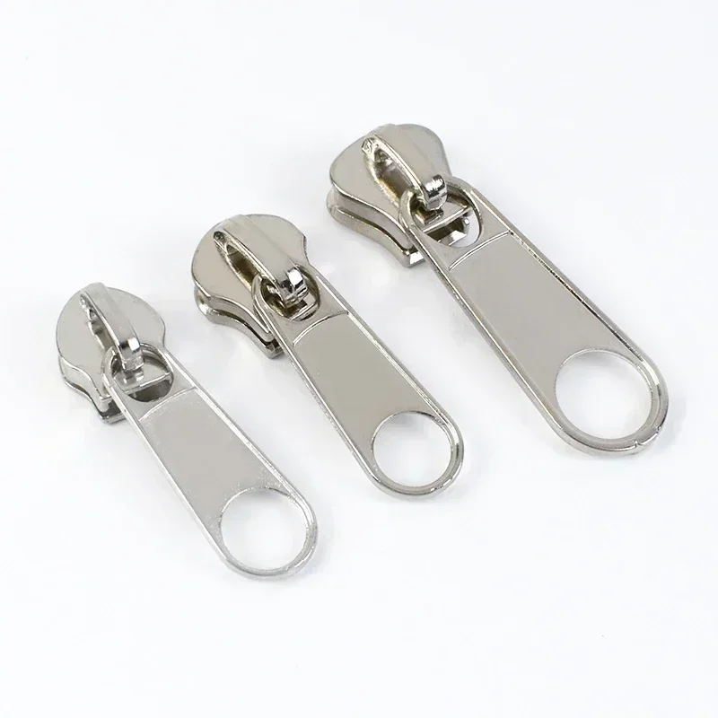 10/20Pcs 3# 5# 8# Zipper Sliders for Nylon Resin Metal Zips Silver Zippers Slider Pull Luggage Tape Zip Puller Lock Head Kitting