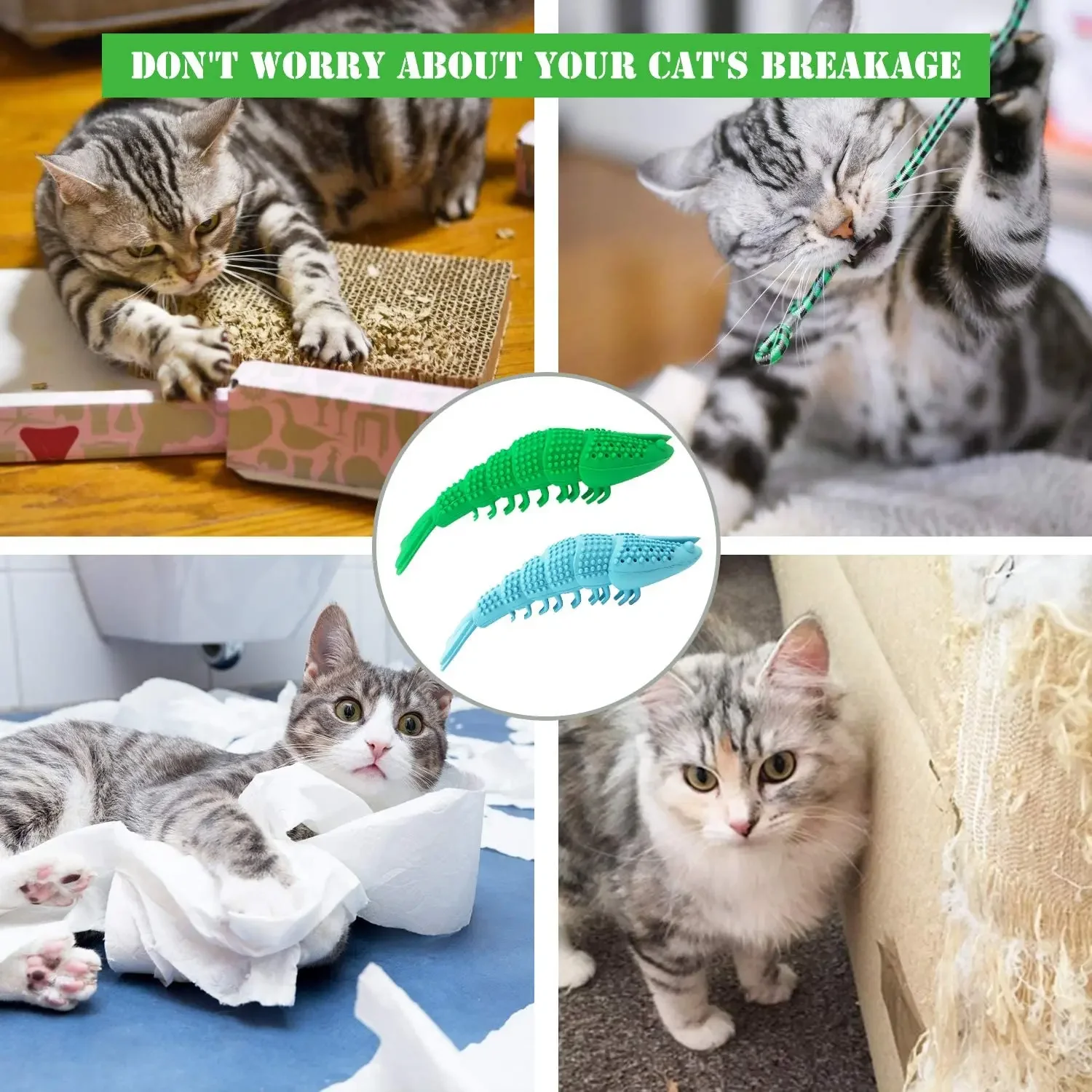 Cat Toothbrush Catnip Toy Interactive Rubber Dental Care for Pet Kitten Crayfish-Shaped Safe Chewing Durable Cat Toys
