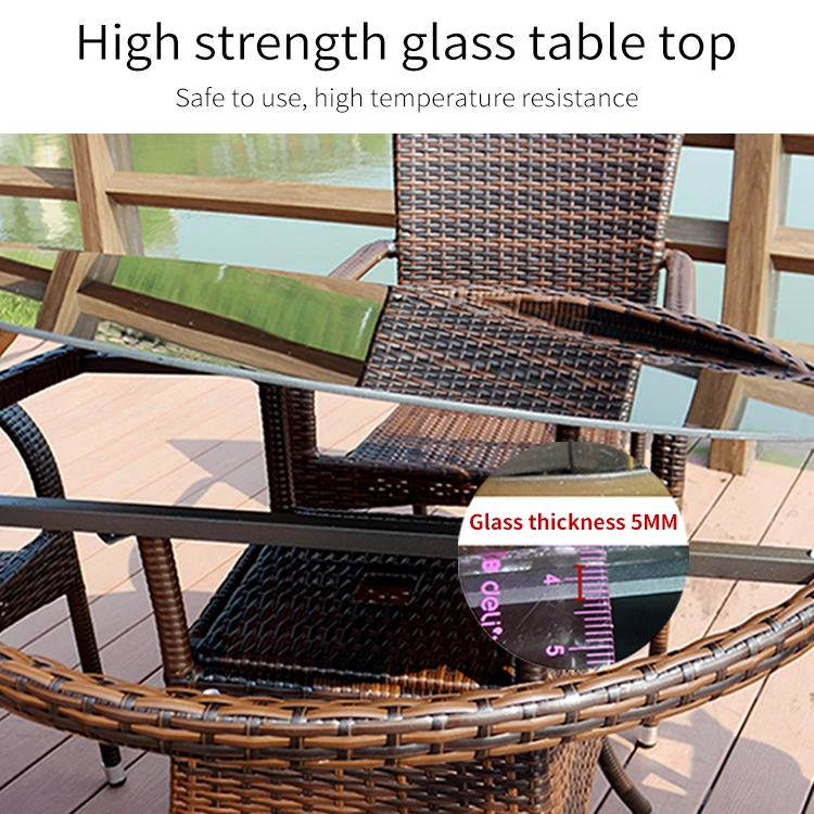 Modern Rattan Garden Furniture 5-piece Set Coffee Table and Chairs Wicker Weather Resistance Patio Bistro Table and Chair