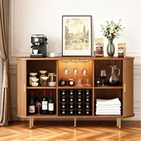 55-Inch Modern Wine Bar Cabinet with Storage, LED Lights, USB Ports & Adjustable Shelves for Kitchen, Living Room 3