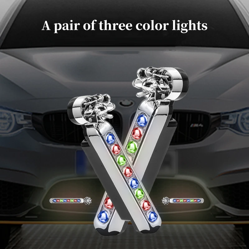 2pcs Wind Powered Car LED DayTime Running Light Auxiliary Lighting Rotation Fan Lamp Automobile Day Time Headlight Decorative
