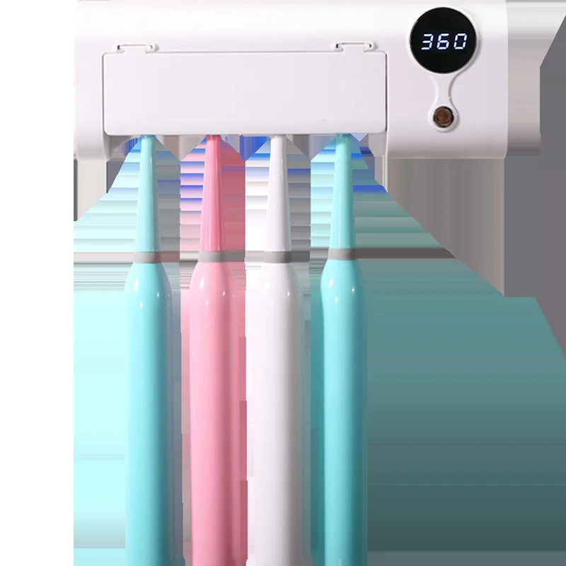 UV sterilization toothbrush sterilizer, UV toothbrush sterilizer and holder -4 slots-cordless wall mounted toothbru