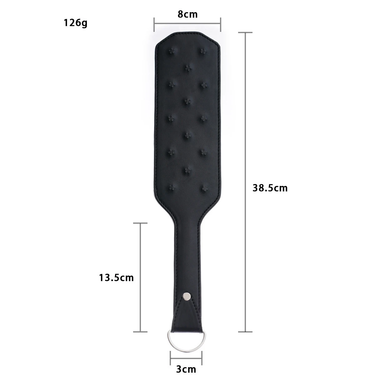 38.5CM Enhance Pain Quincunx Leather Stainless steel Spikes Spanking Paddle Slapper Whip for Horse Training 2