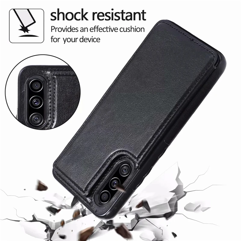 Wallet Leather Case For Samsung S22 S21 S20 FE Ultra Plus Back Flip Cover For Galaxy A72 A52s A42 A32 A12 A21s Card Slots Coque