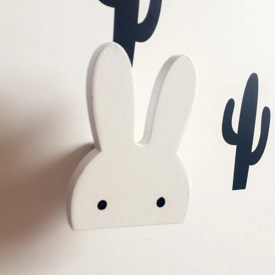 INS Nordic Style Black White Rabbit Wooden Hook Children\'s Room Clothing Shop Decorative Wall Stickers Photography Props
