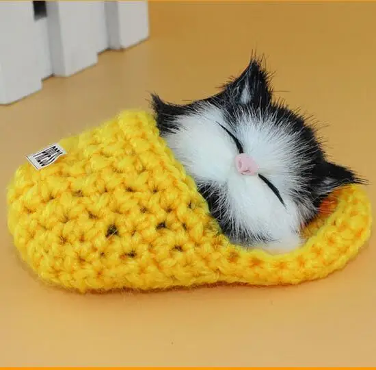 thumbnail image 1 of 1pc Mini Cute Lifelike Sounding Shoe Kittens Cats Plush Toy Sleeping Cats Toy Kids Appease Stuffed Doll Birthday Gift Doll, 1 of 5