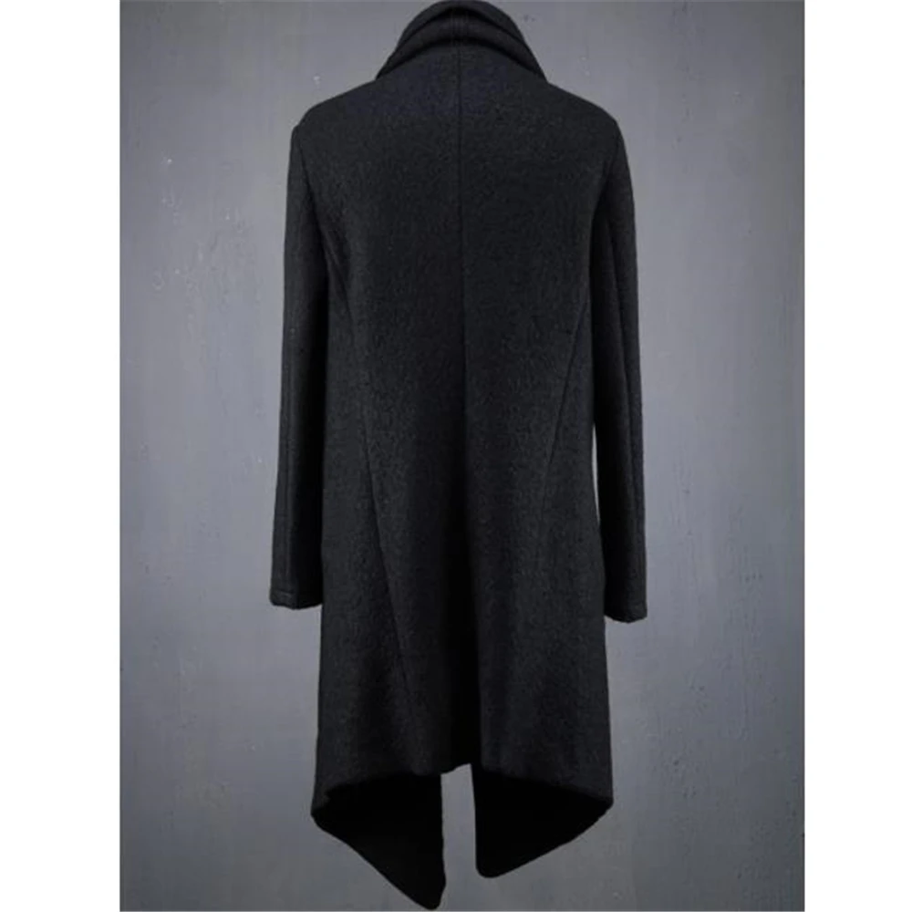 Hot Sale Irregular Fashion Long Wool Coat Punk Hip Hop Cloak Man Vintage Gothic Style Long Jacket Abrigo Hombre Hot Sale 5xl