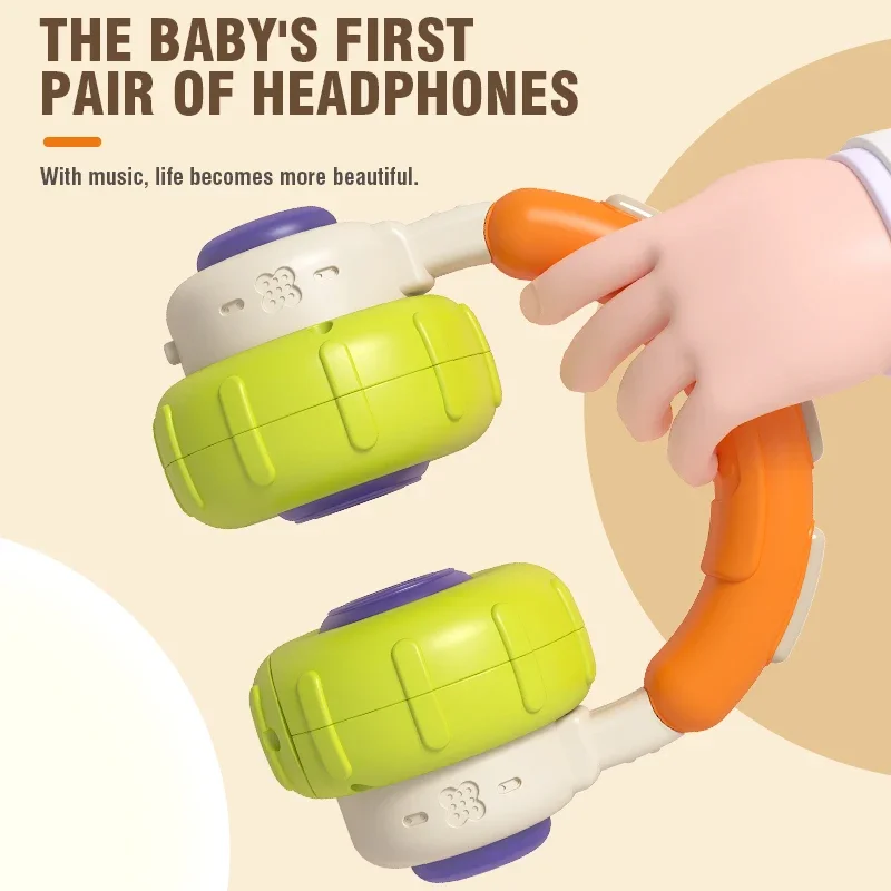 Baby Musical Toy Pretend Headphone Activity Toy Light Sound Toddler Montessori Early Learning Sensory Development Christmas