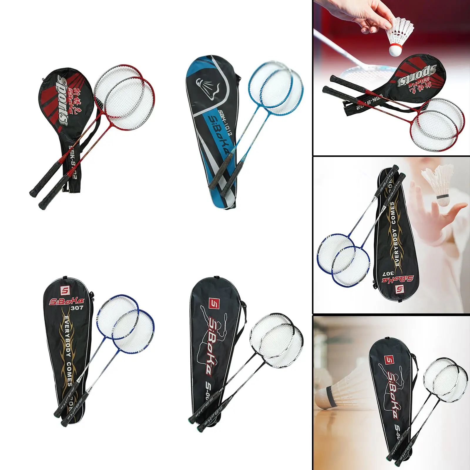 2 Pieces Badminton Racquet Set with Carry Bag for Kids Adults Badminton
