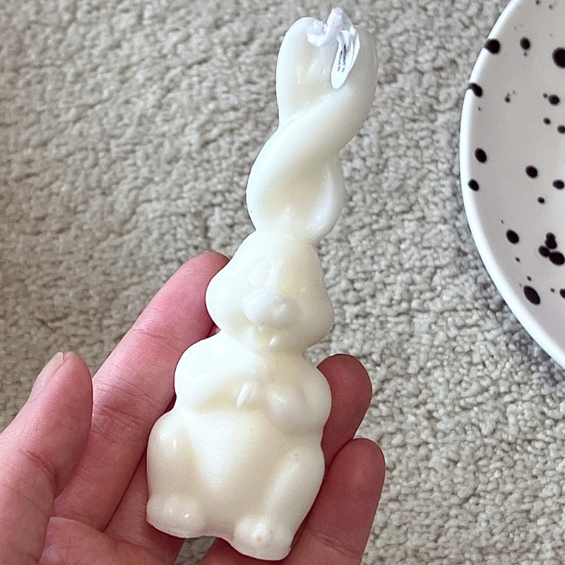 Twist Ears Rabbit Candle Silicone Mold DIY Animal Erect Ears Rabbit Candle Making Soap Resin Mold Easter Gifts Craft Home Decor