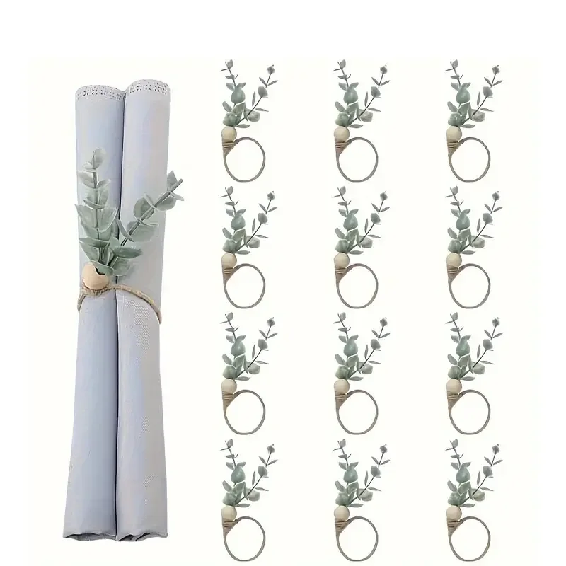Eucalyptus Leaves Napkin Rings for Wedding Banquet Table Setting