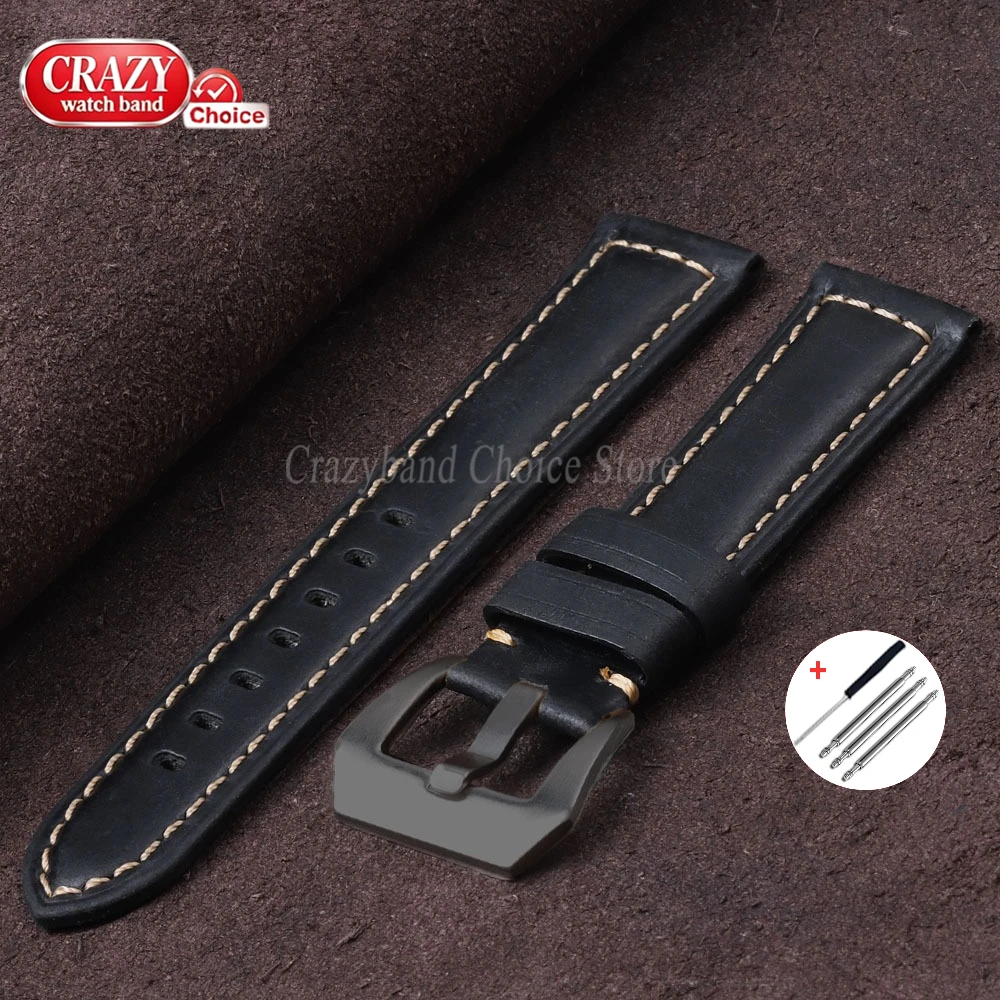Calfskin Leather Sport Watch Band - Crazy Horse Finish, Universal Fit
