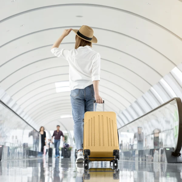  弧形竖条纹四合一 拉杆箱 16in 20in 24in 28in ABS 铝合金拉杆 复古色系－芥末黄 N101-28