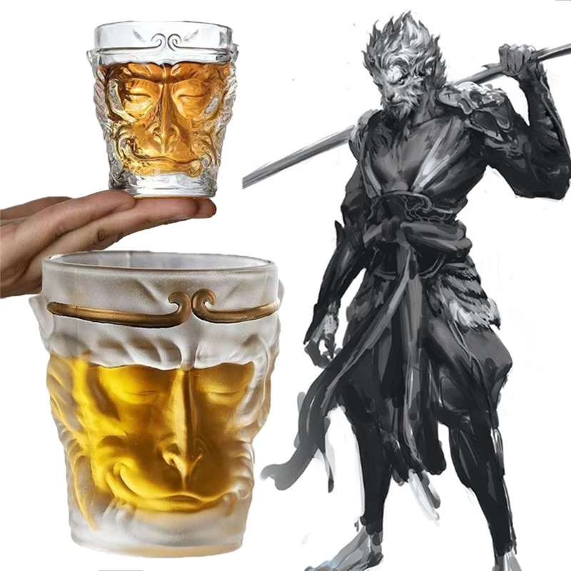 Game Black Myth Wukong Glass Cup Chinese Monkey King Goku Coffee Milk Mug Monkey King Creative Beer Whiskey Glasses Drinkware