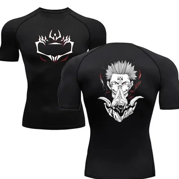 Workout Fitness Athletic T-Shirt Men's Compression Shirt Anime Jujutsu Kaisen Tight Gym TShirts Fitness Elasticity Tops Tee 1
