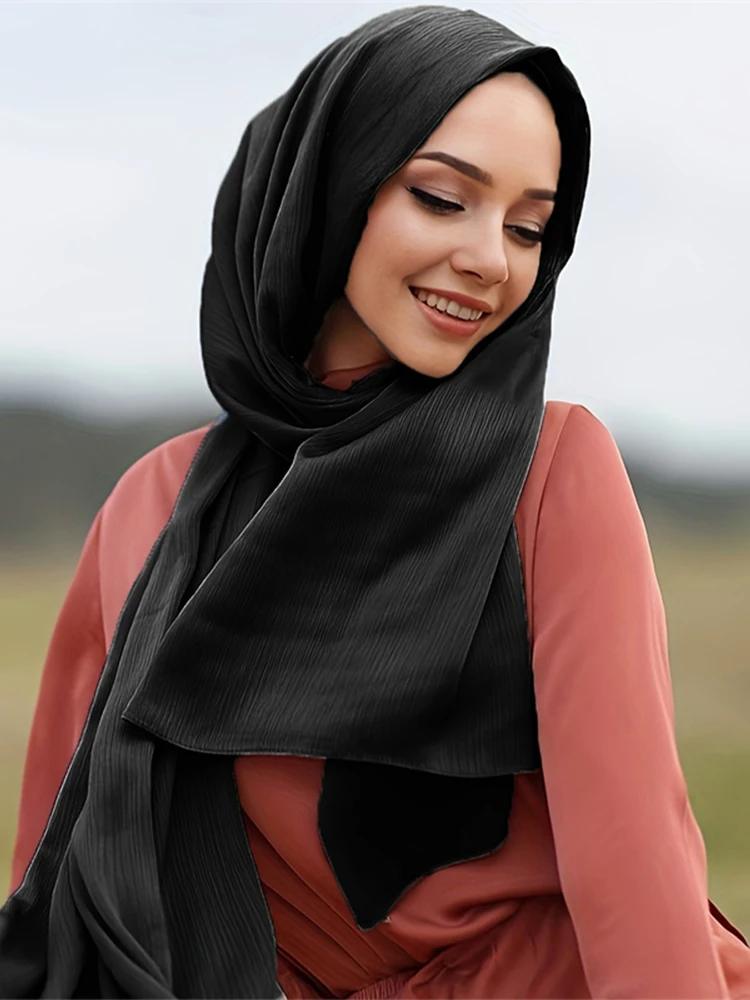 New Crimp Crinkle Frayed Edges Maxi Scarf Hijab Crimped Scarves Habiba Da Silva | UK - Foto 9