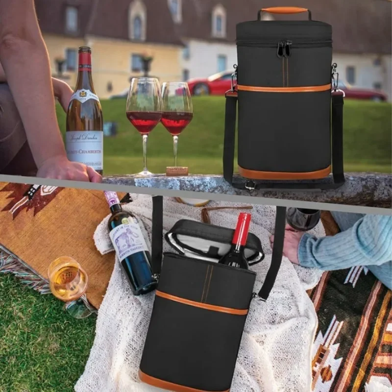 Soft Cooler Wine Bottle Insulated Bag for Wine Thermal 2 Drink Bottle 750ml Beer Outdoor Bag for Travel Carrier Tote Glass
