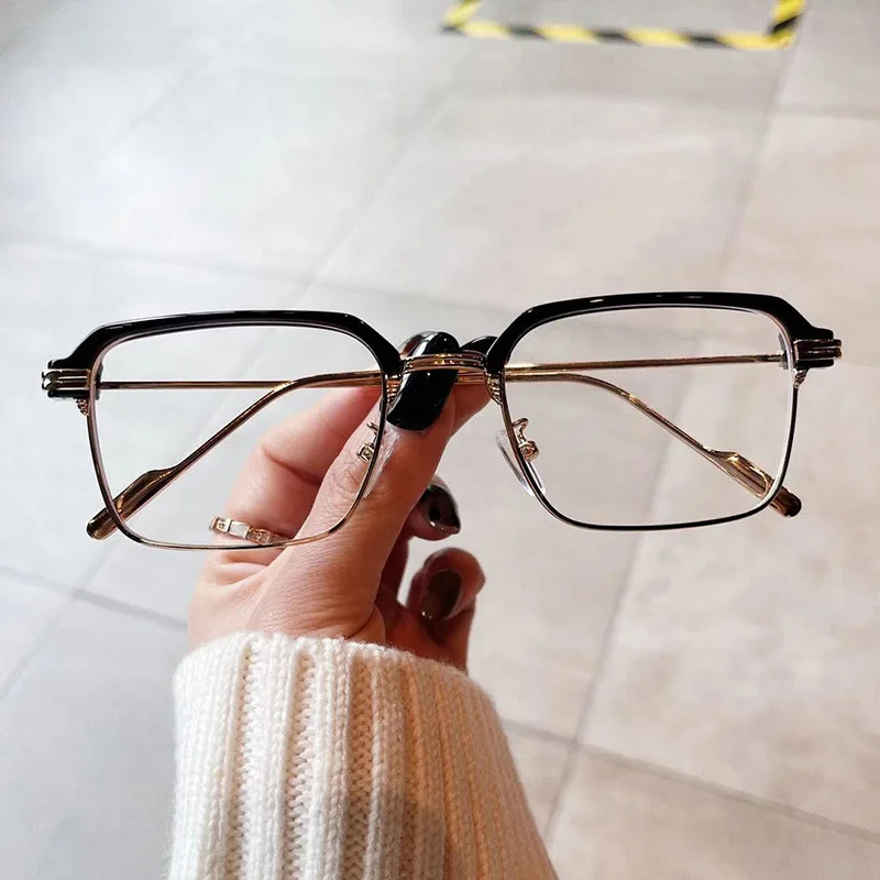 

Fashion Style Woman Eyeglasses Frame Stylish Semi-rimless Transparent Glasses Woman Blue Light Blocking Eye Glass Frame for Men