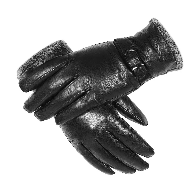 Genuine Leather Riding Gloves for Women, Wool Mittens, Thick Fur Gloves, Double Color, Soft, Fashion, Autumn, Winter