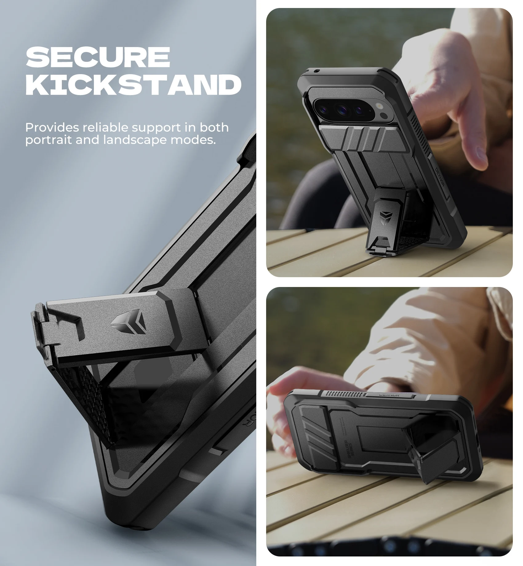 Slide Camera Cover & Screen Protector Kickstand Rugged Shockproof Case