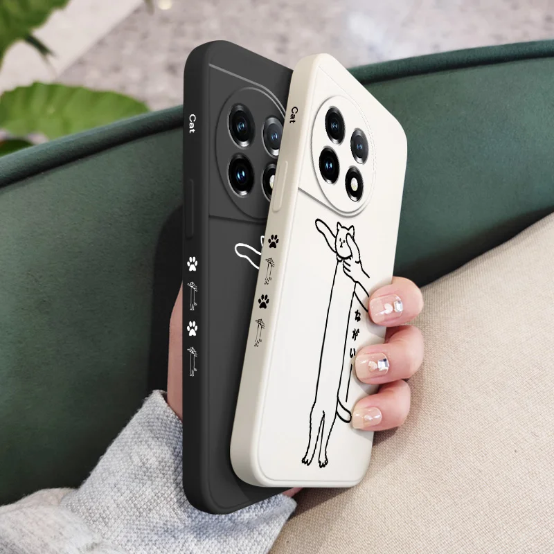 Elegant Long Horned Cat Liquid Silicone Phone Case Cover