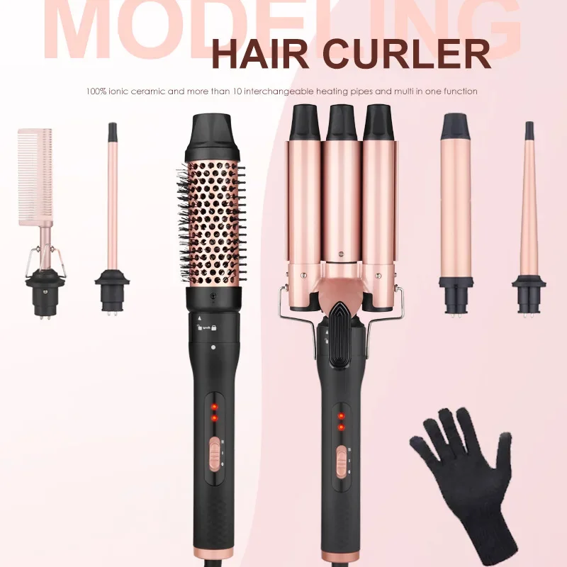 

23-year-old new 6in1 head-changing curling iron combination set with two indicator lights and multifunctional curling iron.