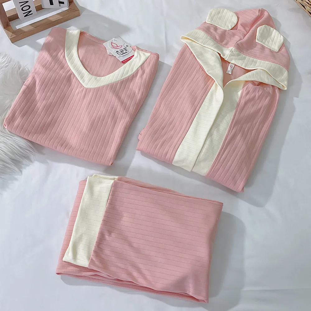 

Fdfklak High Quality Nursing Clothes Pregnant Suit Home Service Pajamas Set Spring 100% Cotton Postpartum Pregnant Women