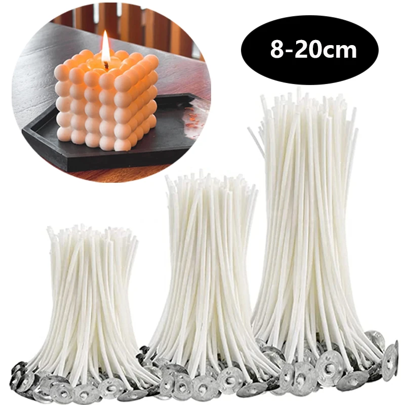 820 Cm Smokeless Candle Wick 100 PreWaxed Cotton Wick High Quality with Metal Support Piece