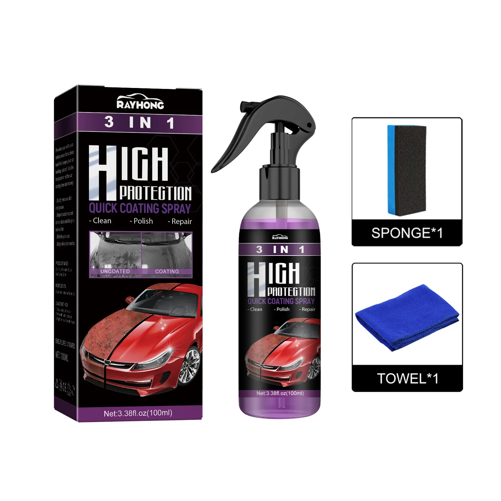 3 In 1 Quick Coating Spray High Protection Car Shield Coating Car