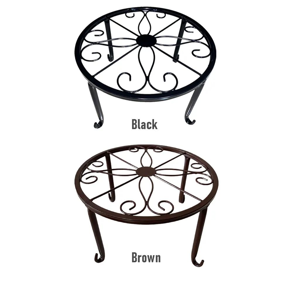Round Succulent Retro Iron Flower Pot Stool Plant Stand Home Decor Table Holder Durable Indoor Outdoor Garden Rustproof Balcony