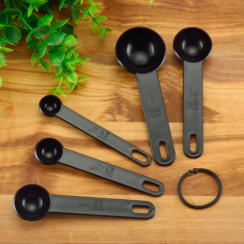 5Pcs/set 3 Colors Kitchen Measuring Spoon Coffee Teaspoon Sugar Scoop Baking Cooking Kitchen Measuring Cups with Scale Tools kitchen measuring spoons,measuring spoon set,measuring cup and spoon set