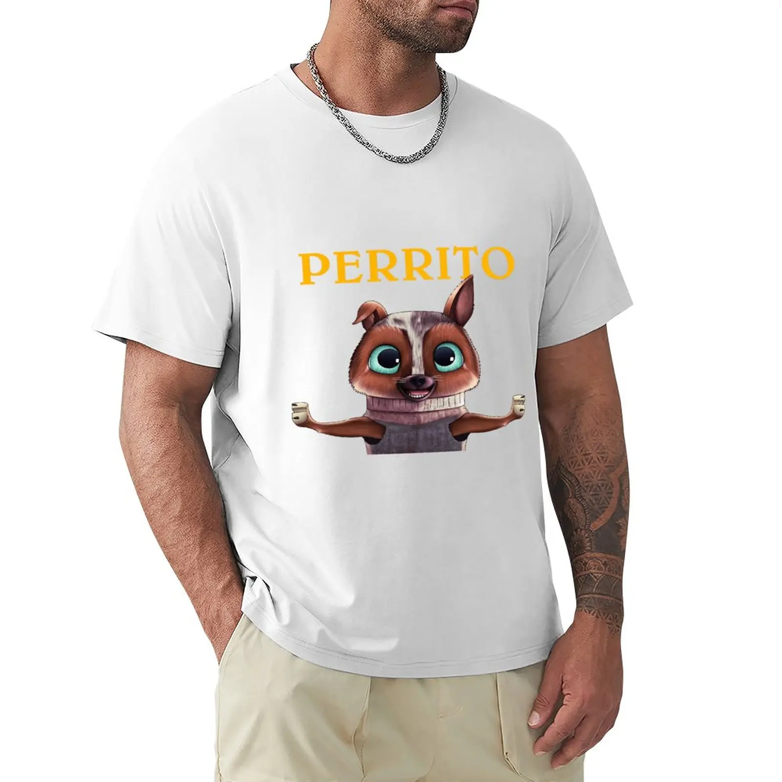 Perrito Da Puss In Boots T-Shirt Anime Kawaii Clothes Plain Mens Graphic T-Shirt Big And Tall